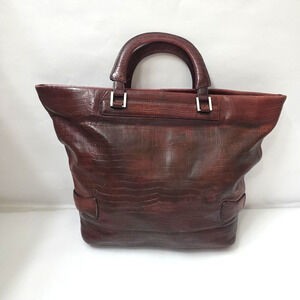 Terry Lewis Classic Luxuries Women's Dark Red Leather Yoye Croc Embossed